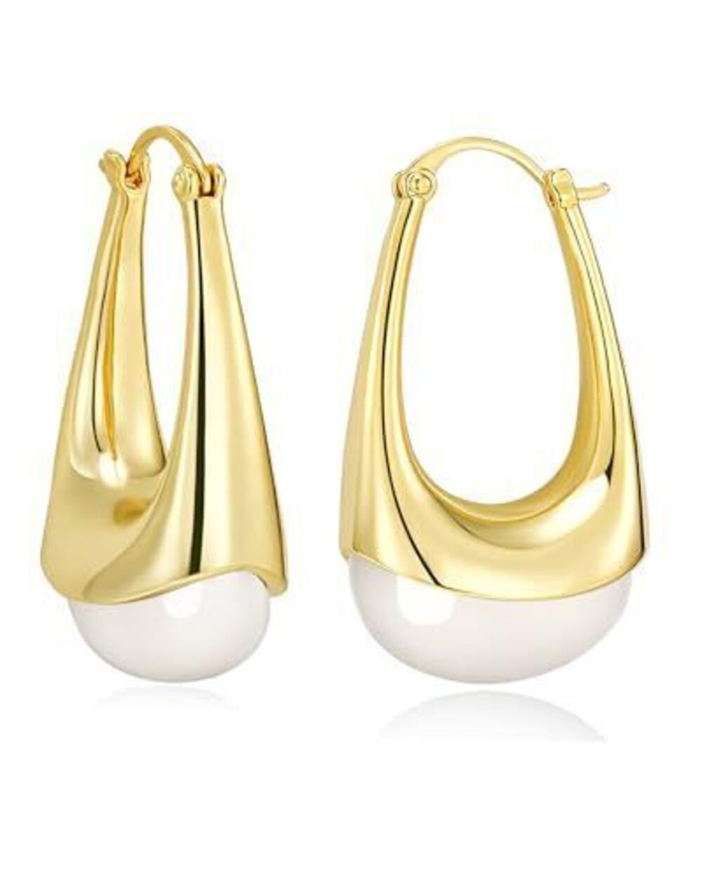 1505 Long Oval Chunky Dangle 18K gold plated Hoops with Colored Resin